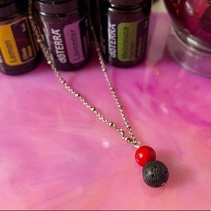 Lava with Coral beads